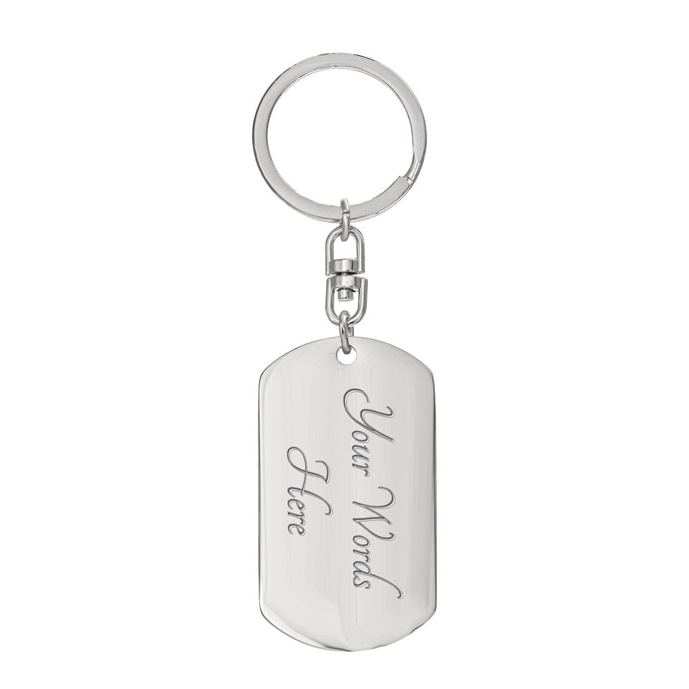 Personalized BADASS GRANDDAUGHTER BLUE CROWN DOG TAG SWIVEL KEYCHAIN