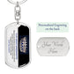 Personalized BADASS GRANDDAUGHTER BLUE CROWN DOG TAG SWIVEL KEYCHAIN
