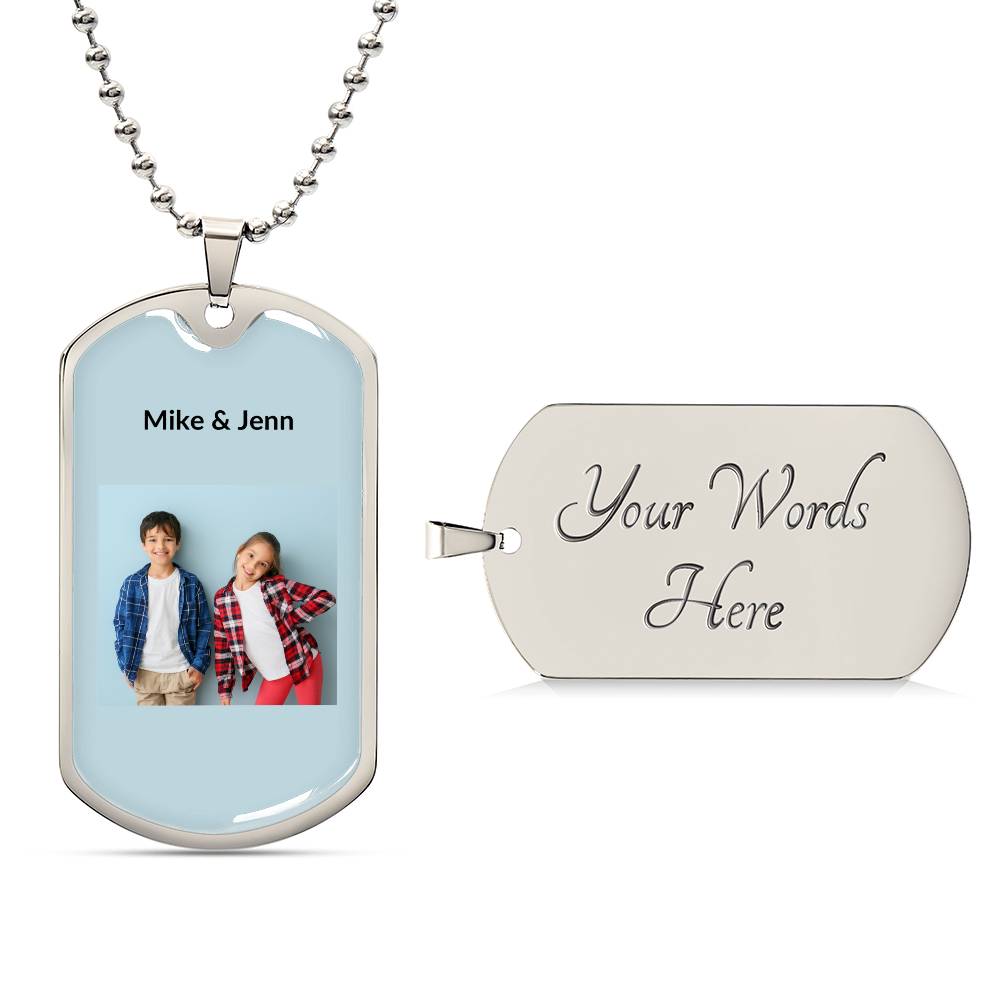 Custom Personalized Dog Tag Necklace with Your Picture, Kids Picture or Family Photo