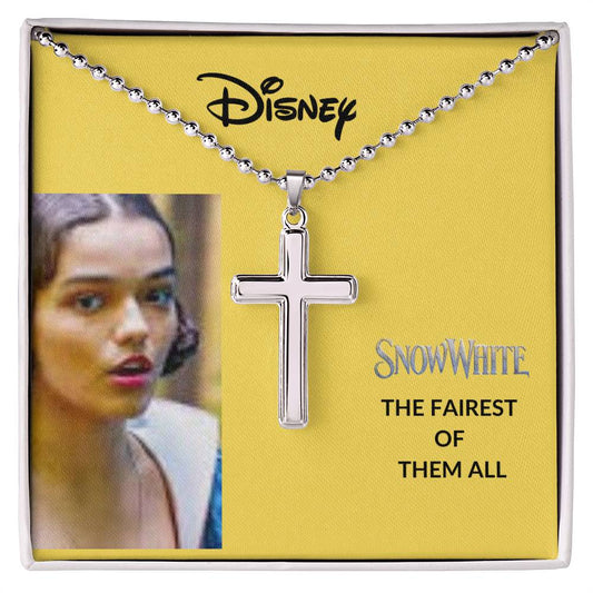 Snow White Cross Necklace with Ball Chain - Sample