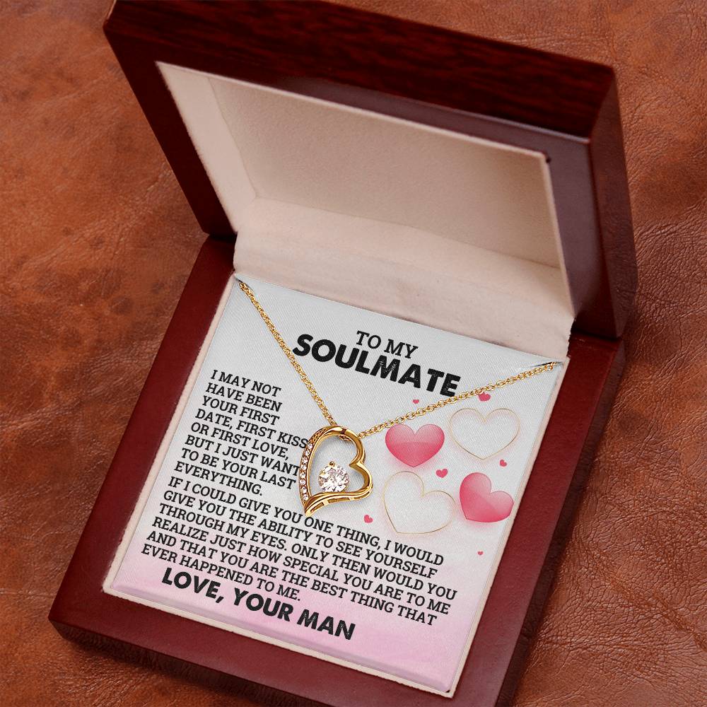 Valentine Heart Gold Forever Love Necklace For My Soulmate