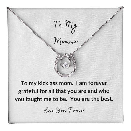 Kick Ass Mom Horseshoe - White gold Pendant