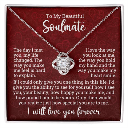 Valentine LoveKnot Necklace To My Soulmate - Red Heart For You