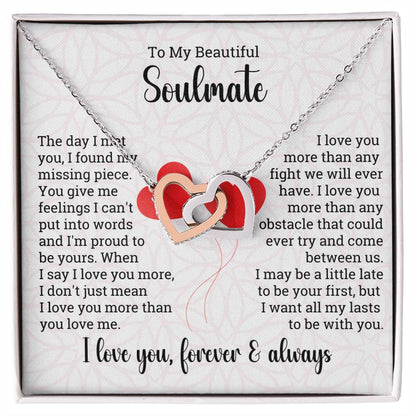 Valentine Interlocking Hearts Necklace For Soulmate - Love Your Forever & Always