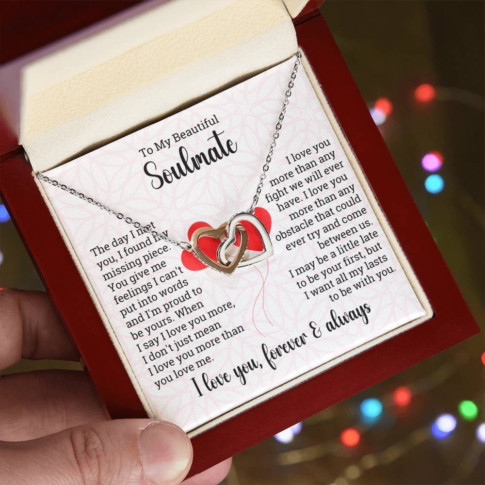 Valentine Interlocking Hearts Necklace For Soulmate - Love Your Forever & Always