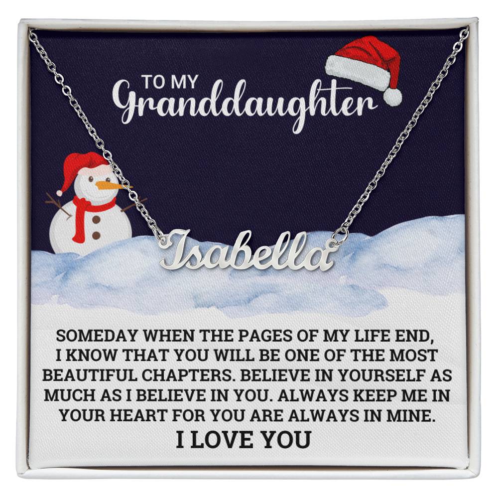 Personalized Name Necklace For My Grandddaugher - Snowman Christmas