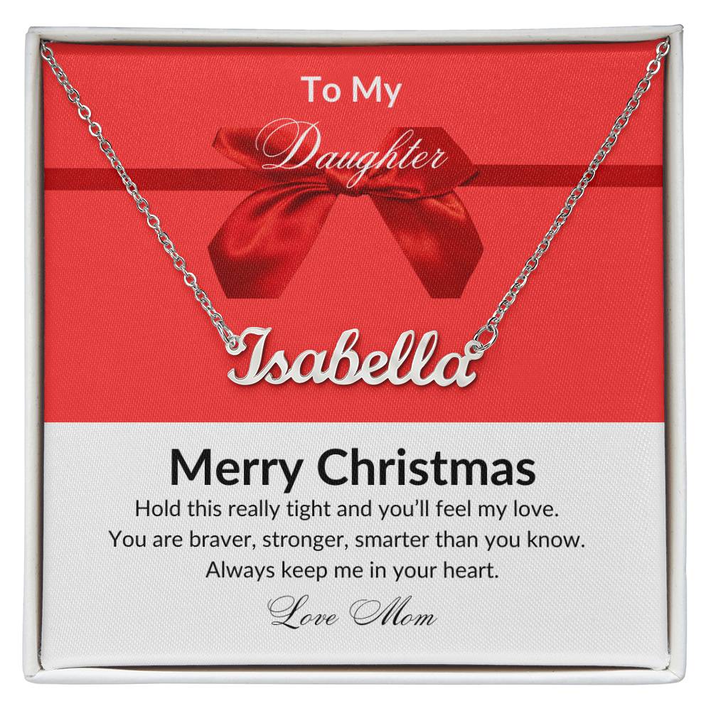 Personalized Name Necklace to My Daughter with Red Bow MC