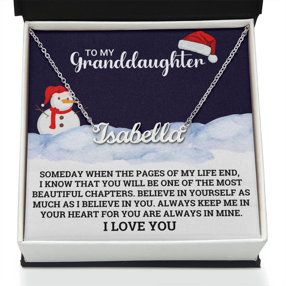 Personalized Name Necklace For My Grandddaugher - Snowman Christmas