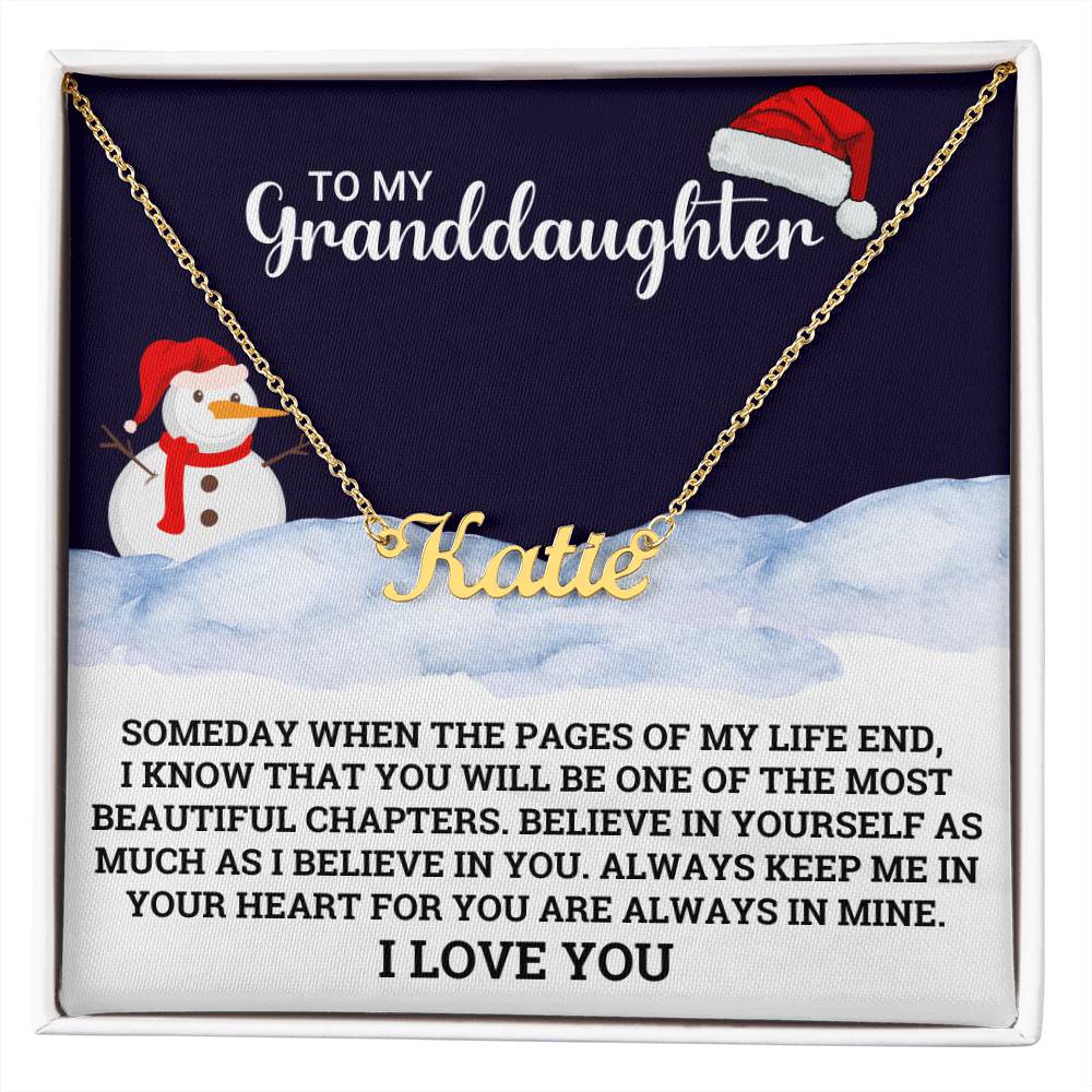 Personalized Name Necklace For My Grandddaugher - Snowman Christmas