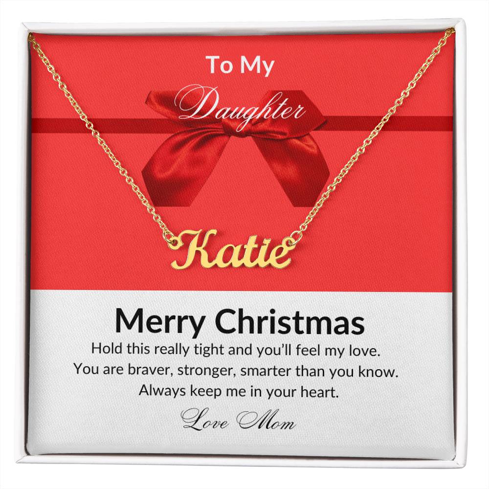 Personalized Name Necklace to My Daughter with Red Bow MC