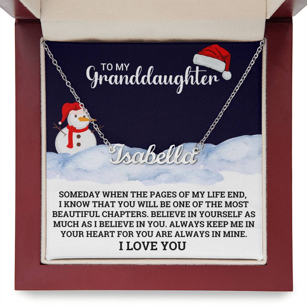 Personalized Name Necklace For My Grandddaugher - Snowman Christmas