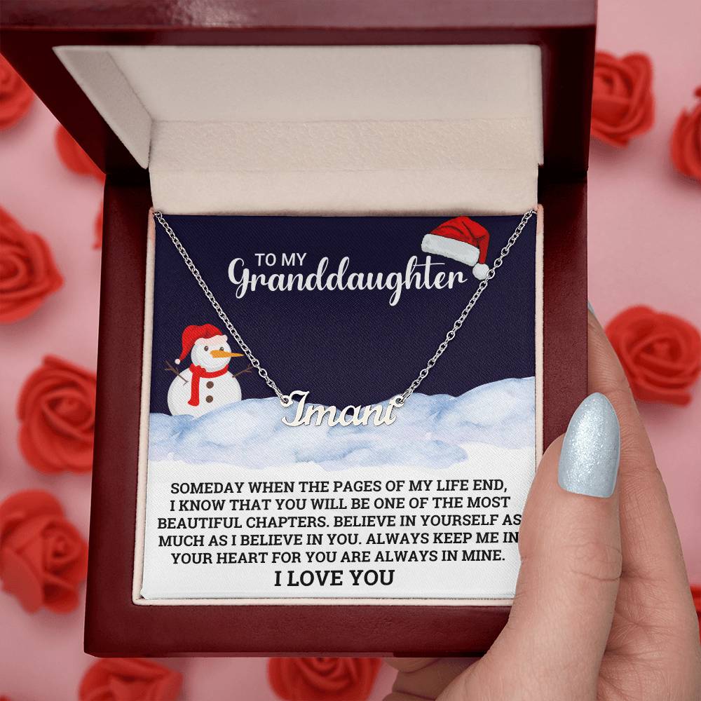 Personalized Name Necklace For My Grandddaugher - Snowman Christmas