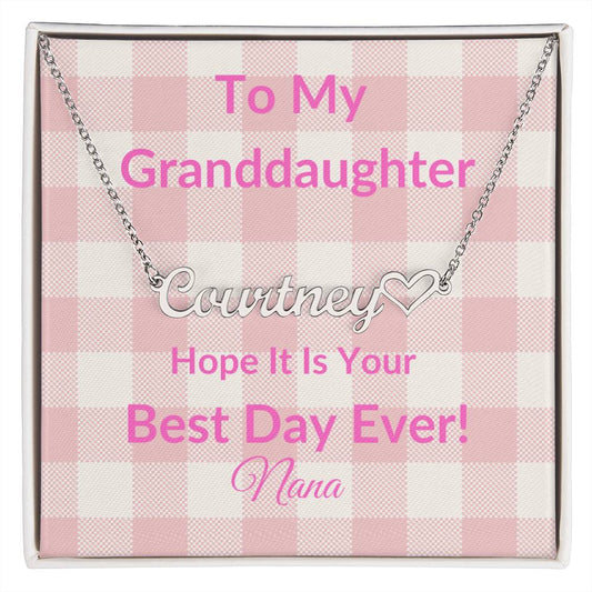 To My Granddaughter Name Necklace - Barbie-Themed