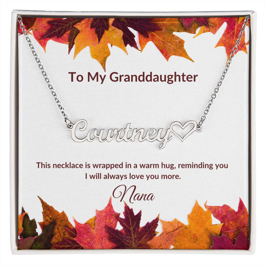 To My Granddaughter Fall Name Necklace