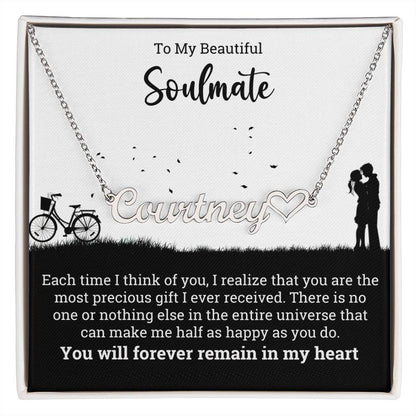 Name Necklace with Heart to My Beautiful Soulmate