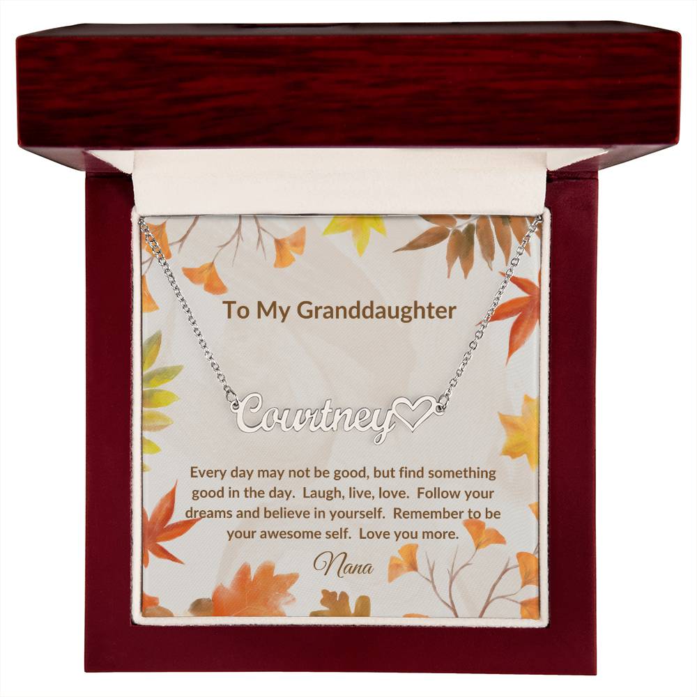 To My Granddaughter - Awesome Self Name Necklace - Fall