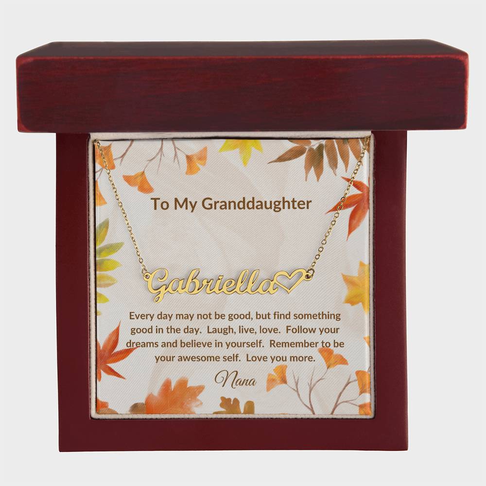 To My Granddaughter - Awesome Self Name Necklace - Fall