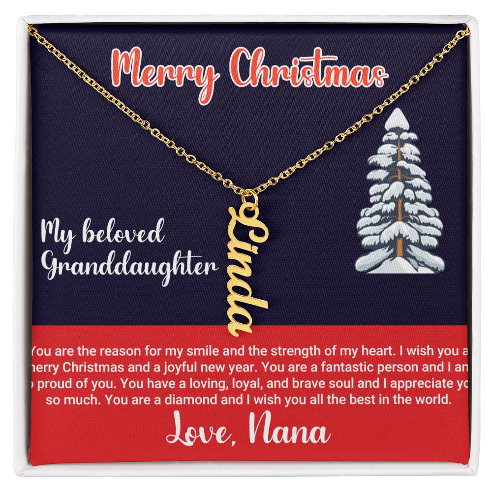 Personalized Vertical Name Necklace For My Granddaughter - White Christmas