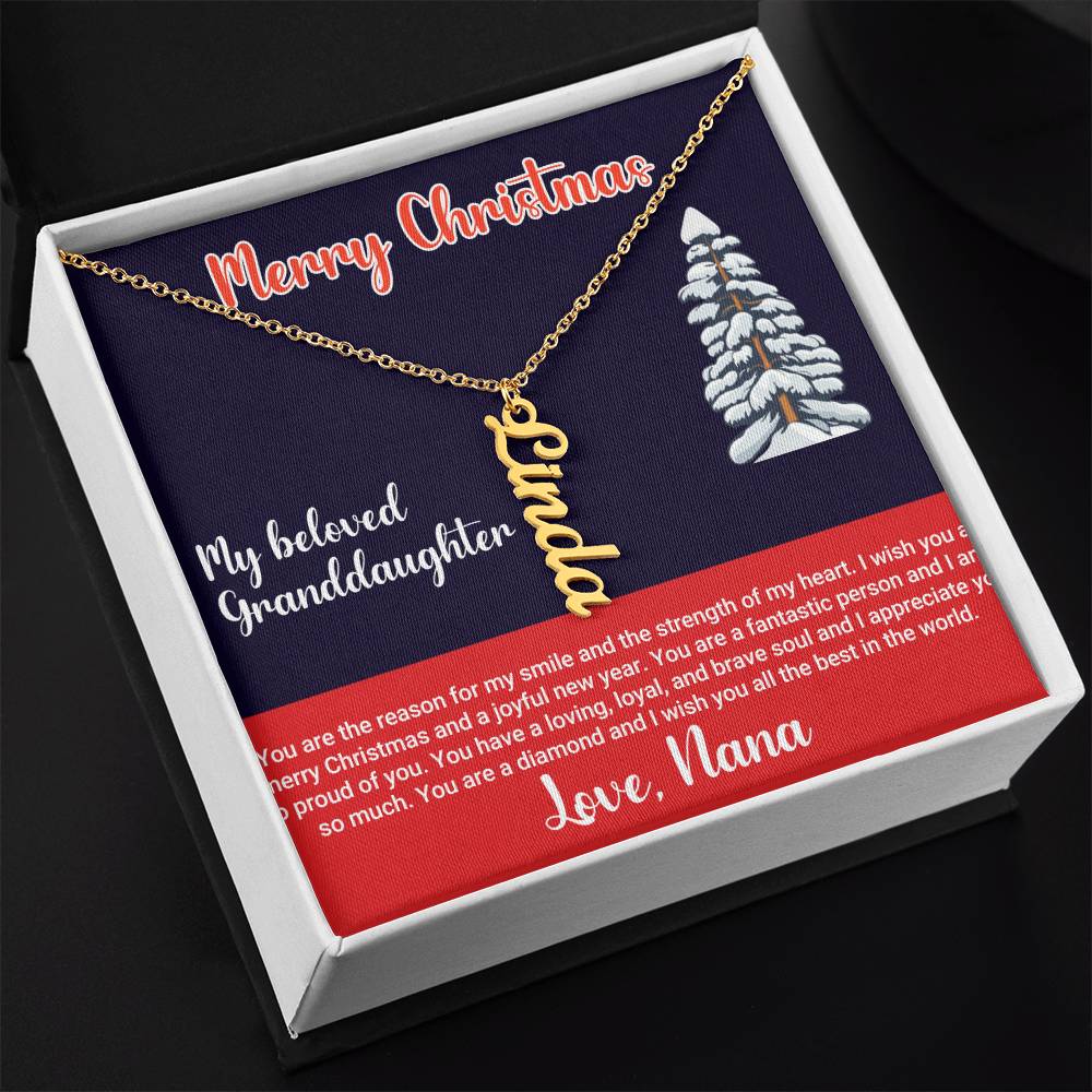 Personalized Vertical Name Necklace For My Granddaughter - White Christmas