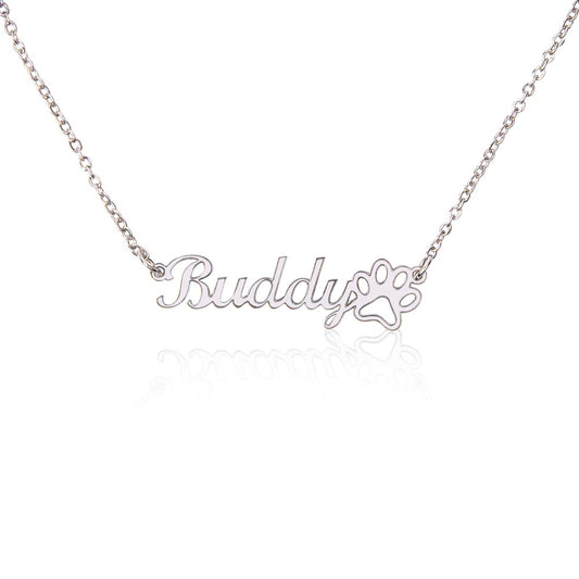 Personalized Name Necklace with Paw Print For Pet Lovers