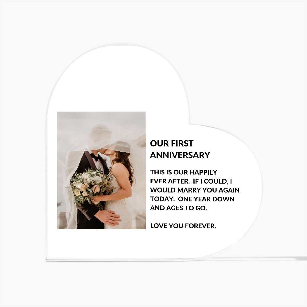 Bride & Groom Anniversary Heart Photo Plaque