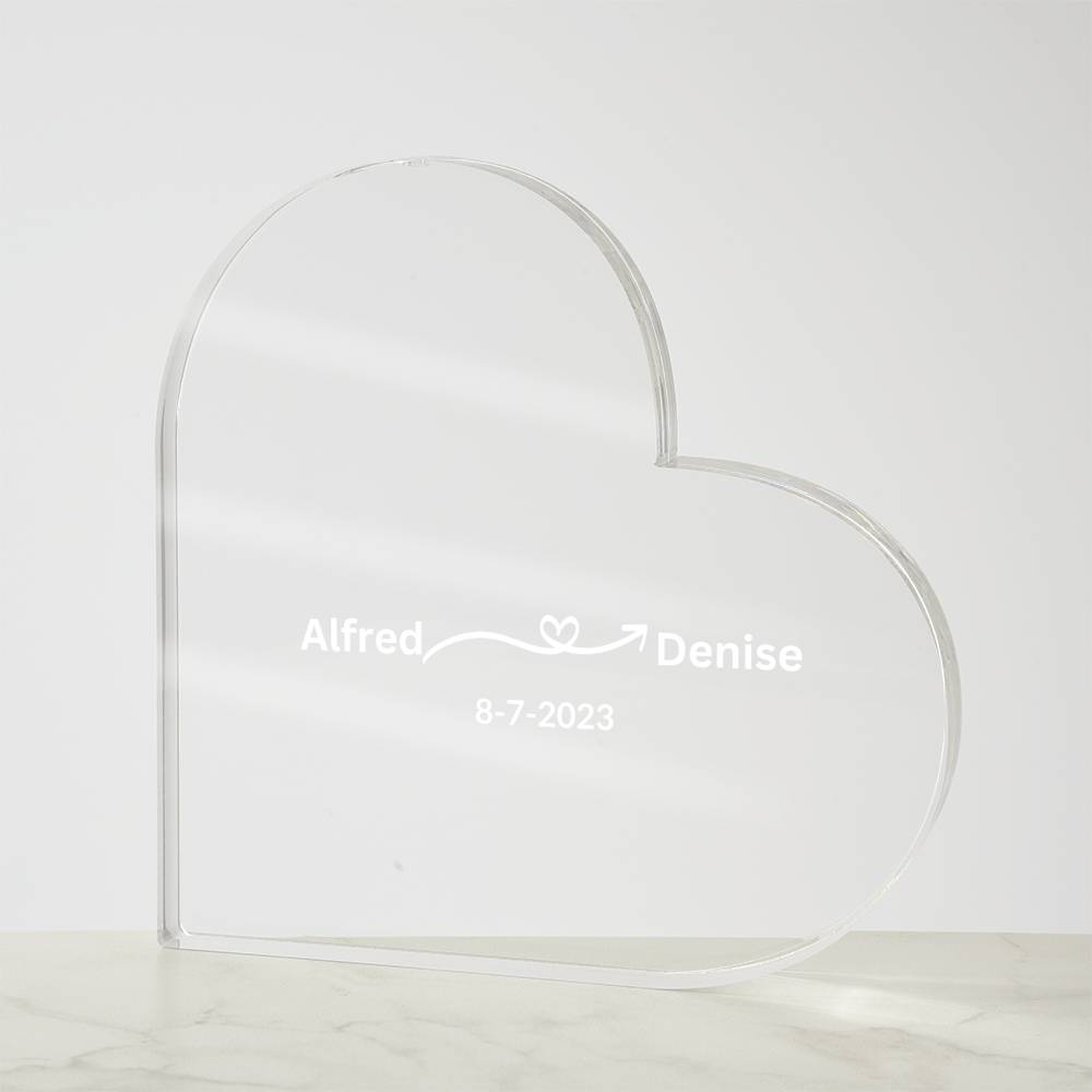 Wedding Date Heart Shaped Acrylic Plaque