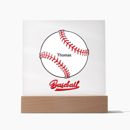 Personalized Baseball Acrylic Circle Night Light - Square