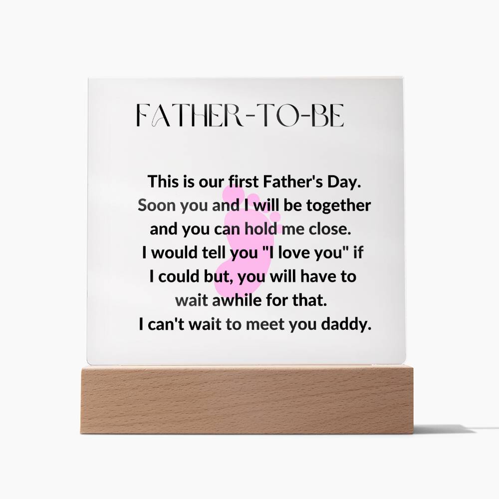 Father-To-Be Footprint Acrylic Plaque or Night Light - Pink