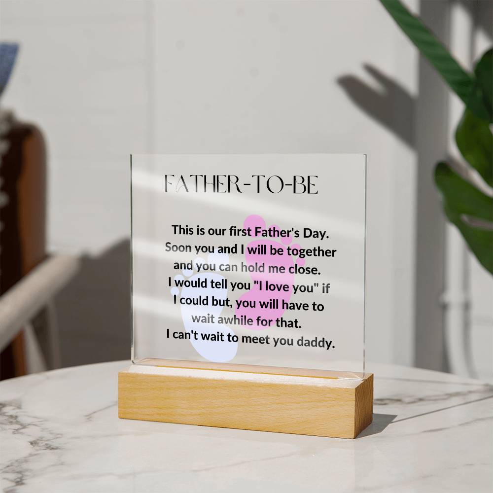 Father-To-Be Footprint Acrylic Plaque or Night Light - Blue & Pink