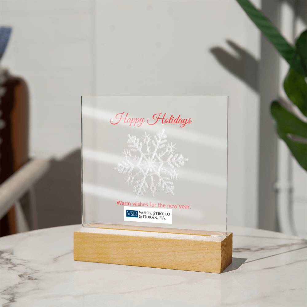 Happy Holidays Snow Flake  Acrylic Plaque - Sample