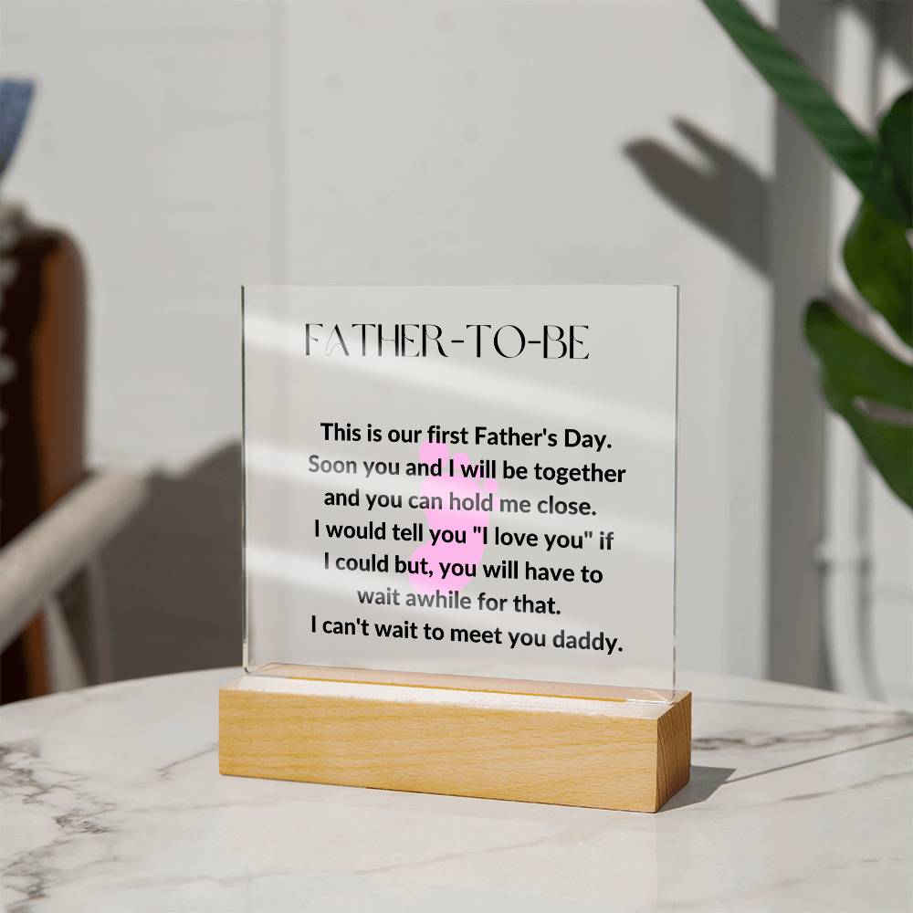 Father-To-Be Footprint Acrylic Plaque or Night Light - Pink