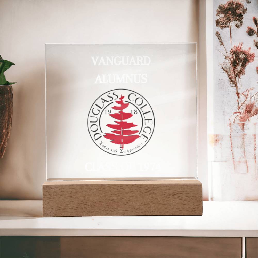 Douglass College Vanguard Alumnus Acrylic  Plaque with Optional Night Light - Class of 1974