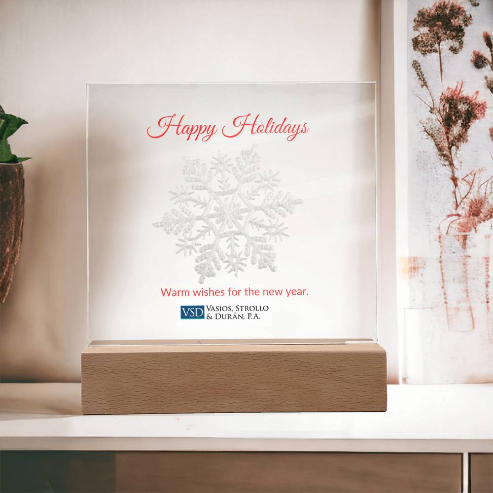 Happy Holidays Snow Flake  Acrylic Plaque - Sample