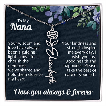 Personalized Flower Name Necklace For Nana