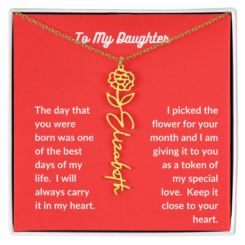 To my Daughter Flower Name Necklace - All Months