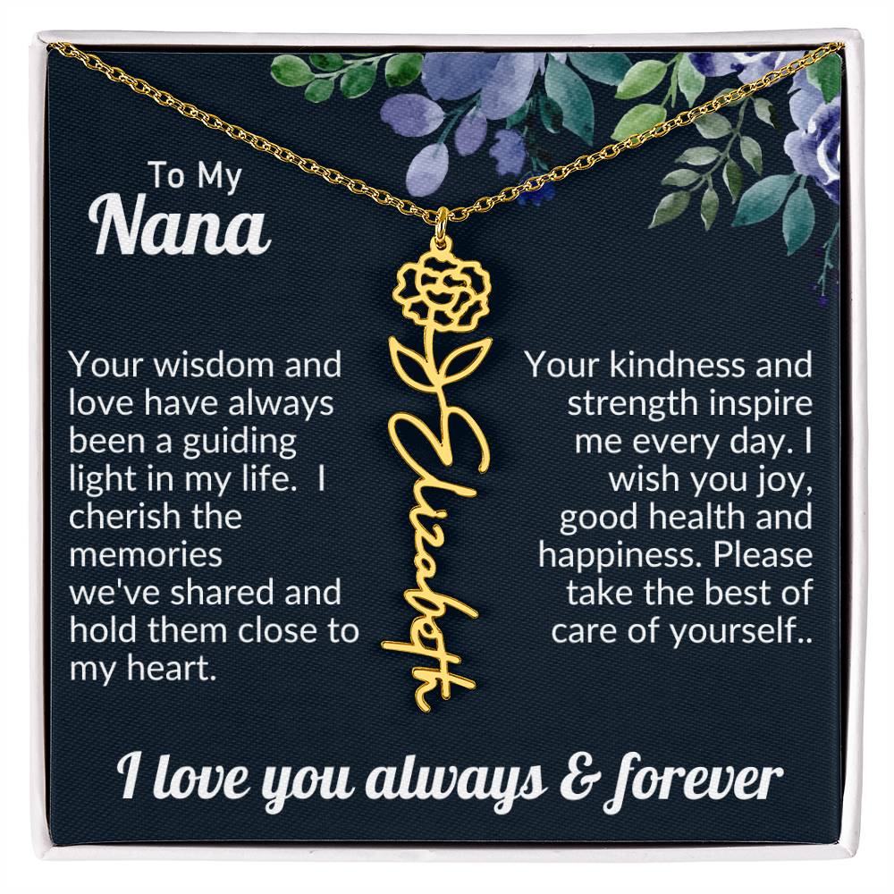 Personalized Flower Name Necklace For Nana