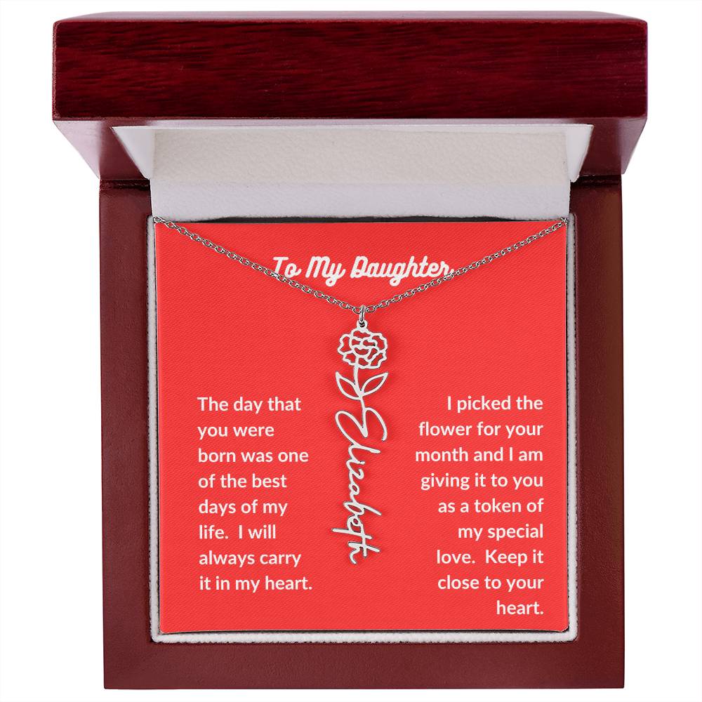 To my Daughter Flower Name Necklace - All Months