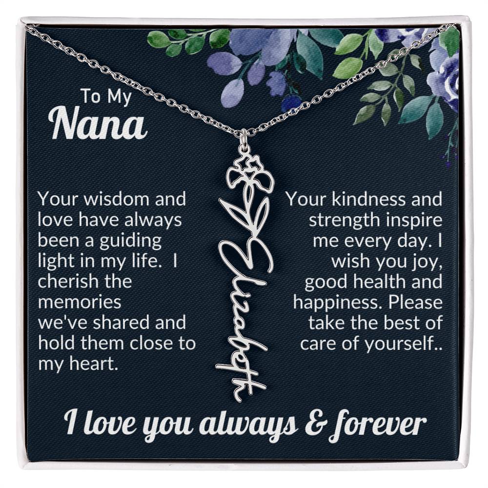 Personalized Flower Name Necklace For Nana