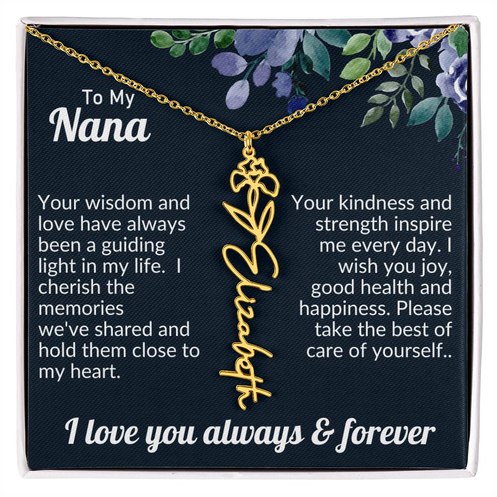 Personalized Flower Name Necklace For Nana