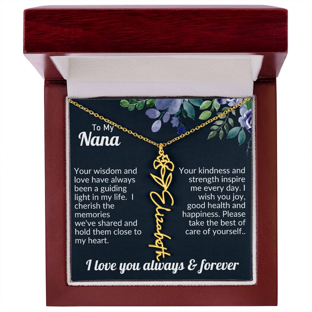 Personalized Flower Name Necklace For Nana