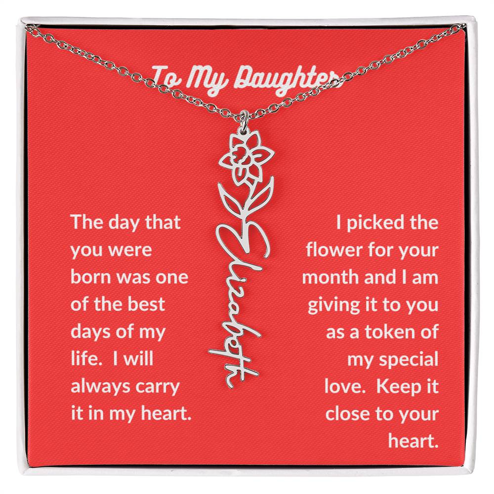 To my Daughter Flower Name Necklace - All Months