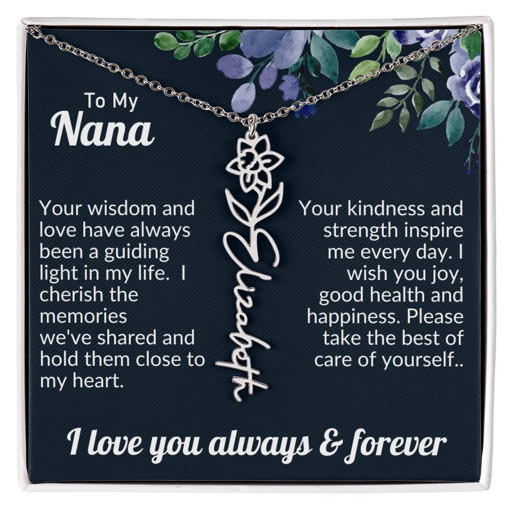 Personalized Flower Name Necklace For Nana