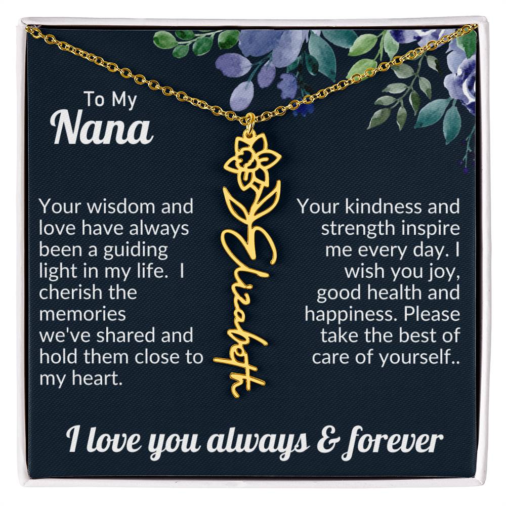 Personalized Flower Name Necklace For Nana