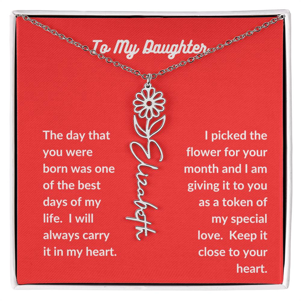 To my Daughter Flower Name Necklace - All Months