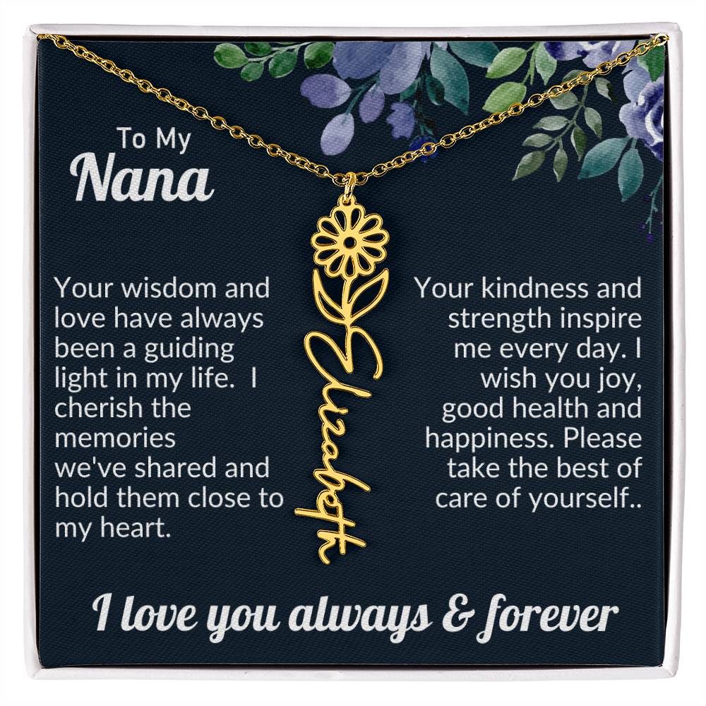 Personalized Flower Name Necklace For Nana