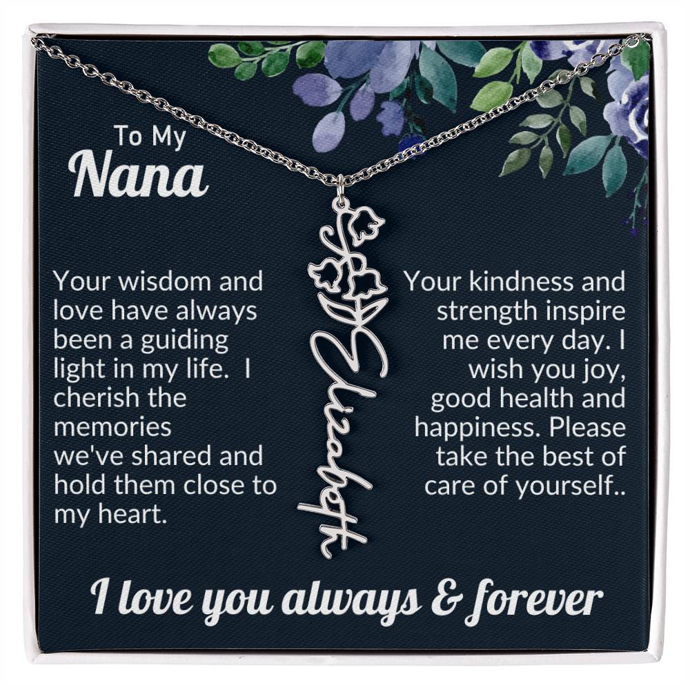 Personalized Flower Name Necklace For Nana