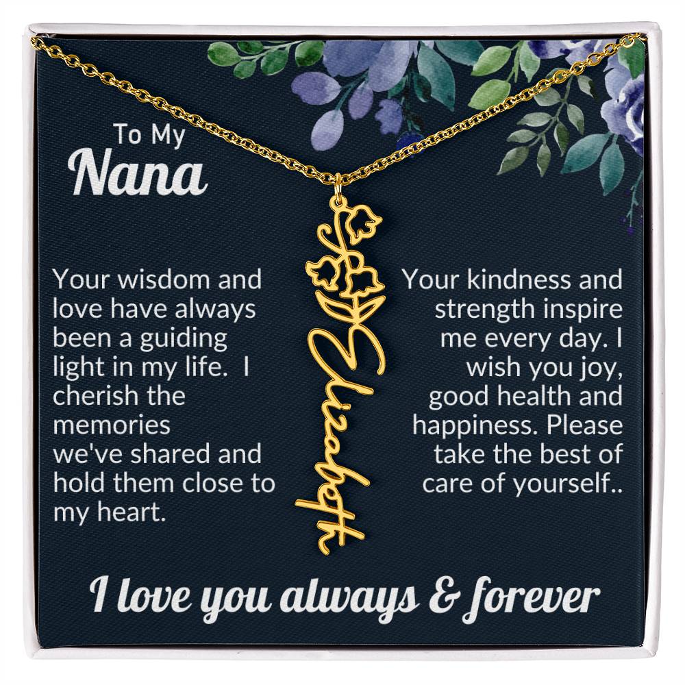 Personalized Flower Name Necklace For Nana