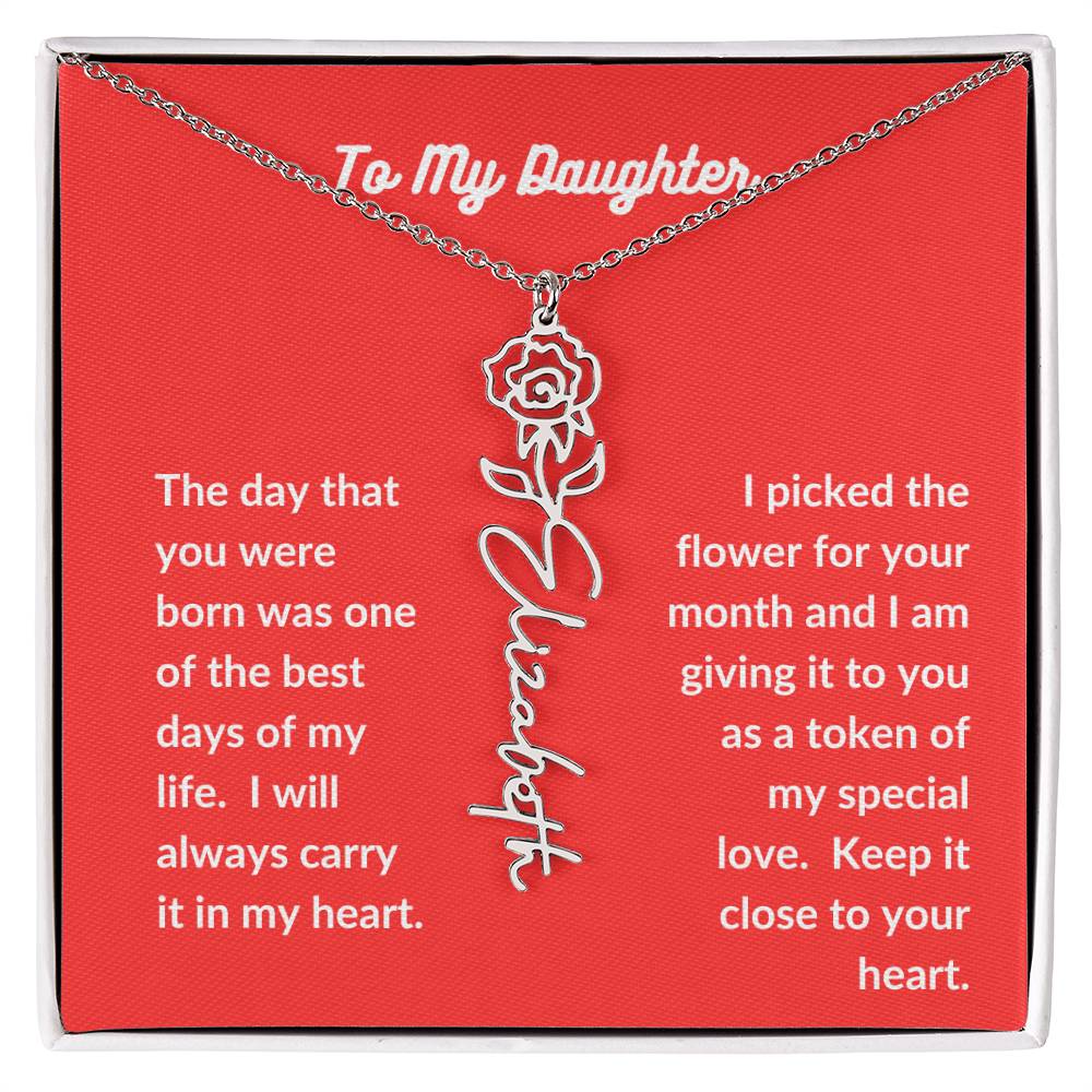 To my Daughter Flower Name Necklace - All Months