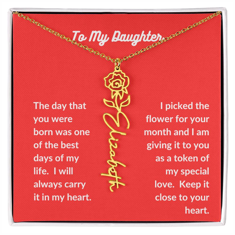 To my Daughter Flower Name Necklace - All Months