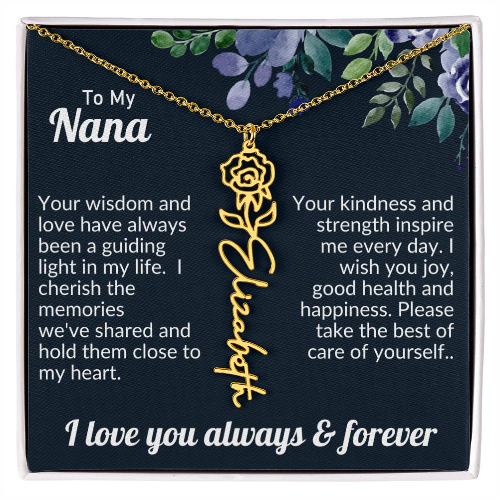 Personalized Flower Name Necklace For Nana